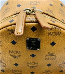 MCM Cognac Brown Medium Studded Backpack